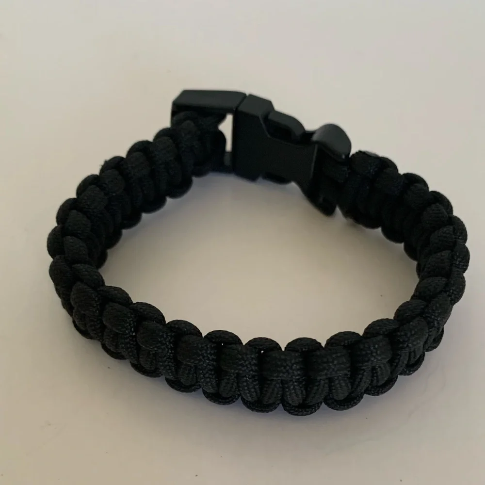Black Paracord Sports Bracelet Braided Cord Boys Survival Rope Bracelet Stylish